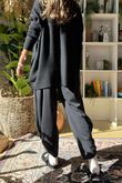 Charli Honeycomb Oversized Turtle Knit Black